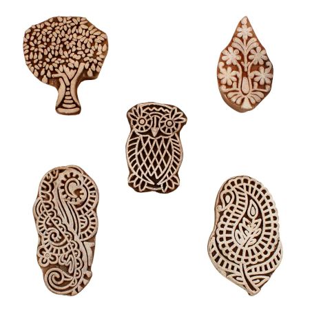 Set of 5 Piece New Mix Wooden Printing Blocks